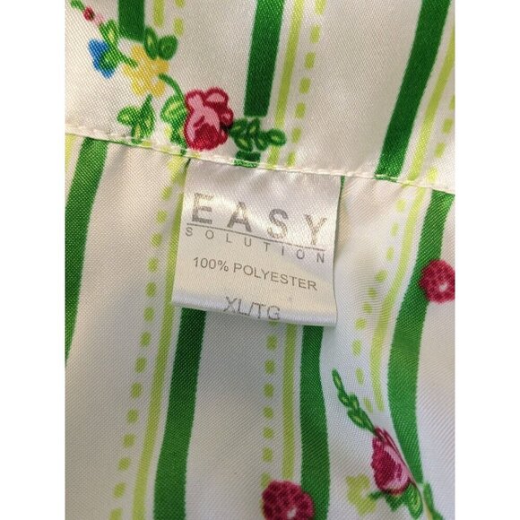 Womens Blouse Size XL Striped Sleeveless Floral Satiny Shiny Button Up Collared - Picture 6 of 6